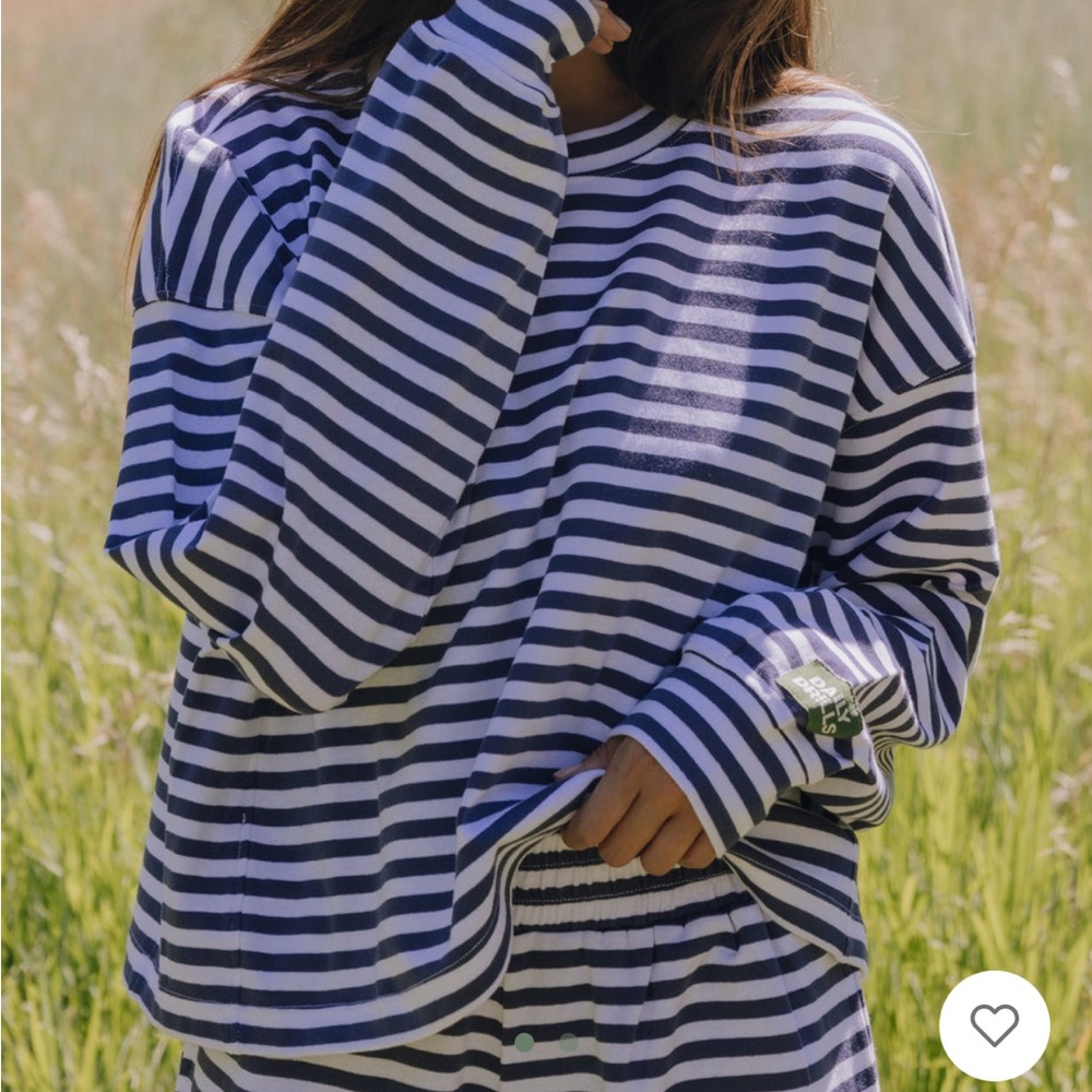 BNWT Daily Drills Striped Cotton long sleeve in Navy
